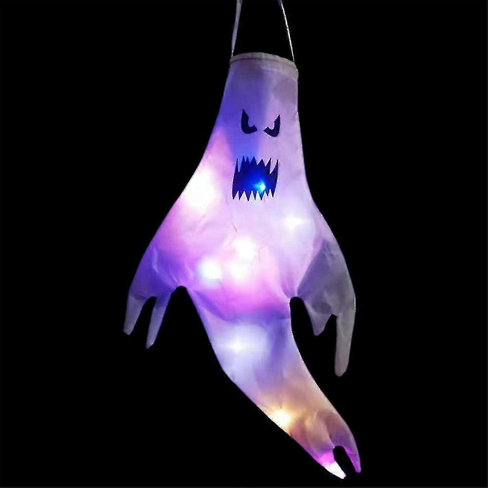 Hanging LED ghost flag Halloween Ghost Windsock Flag With Led Light Party Hanging Decor
