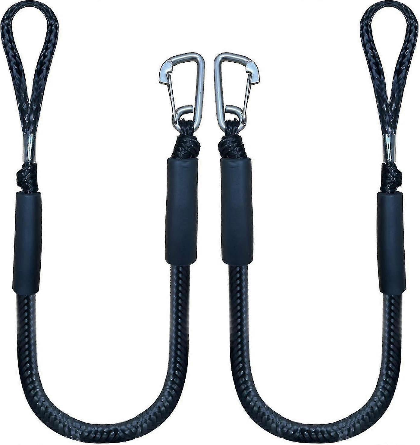 Linha de doca bungee com gancho, corda de amarração preta para barco 4 ft 2 pack & preto