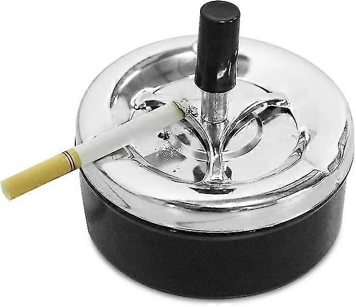 Ubiuo askebeger, rustfritt stål Mini Round Push Down askebeger Med Spinning Tray Portable Sigarett askebeger Røykere Røyking Ash Tray
