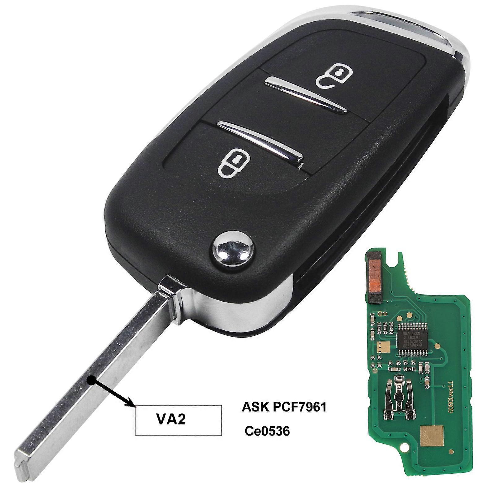 CE0536 ASK/FSK Modified Flip Remote Car Key For Citroen PICASSO C2 C3 C4 C5 C6 C8 VA2/HU83 433MHz PCF7961 2/3 BTN