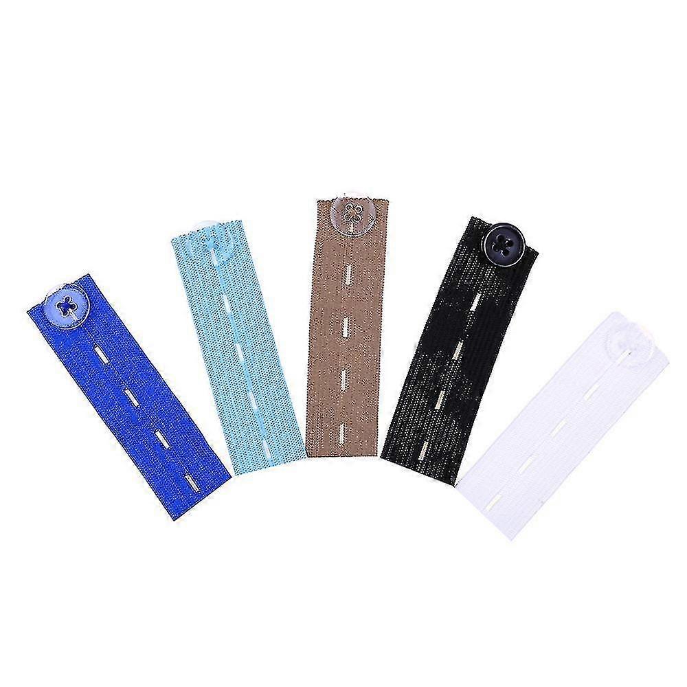 5pcs Pants Waist Expander Belt Skirt Trousers Jeans Elastic Button Extender