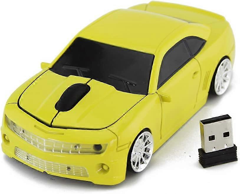 for CL Racing Sports Car Mouse Wireless Mice Computer Laptop PC Optical Mouse (Yellow)