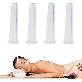 (Hvid) 4 stk Facial sugekop, Cupping sugekop, silikone sugekop, Facial Cupping, Anti Rynke Facial sugekop, sugekop til ansigt 