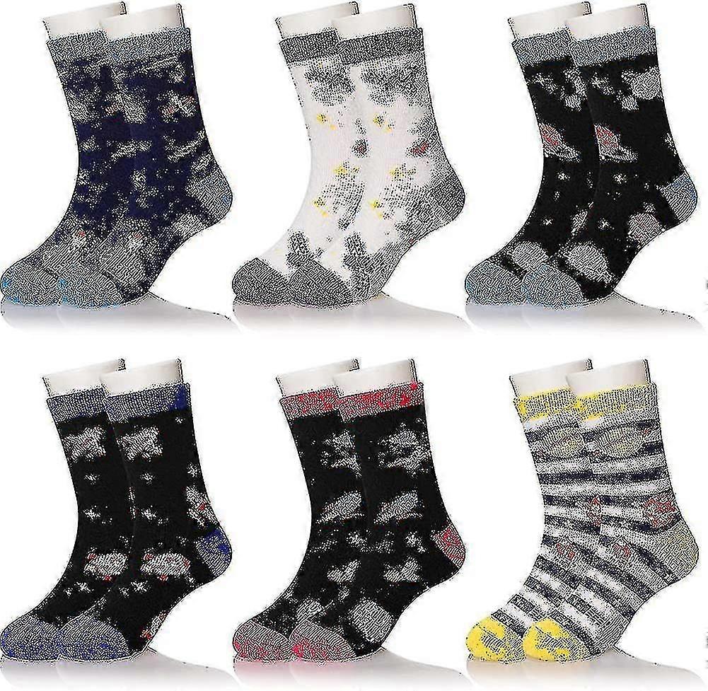 6ペア子供の冬の暖かいウールソックスキッズ幼児男の子女の子熱厚