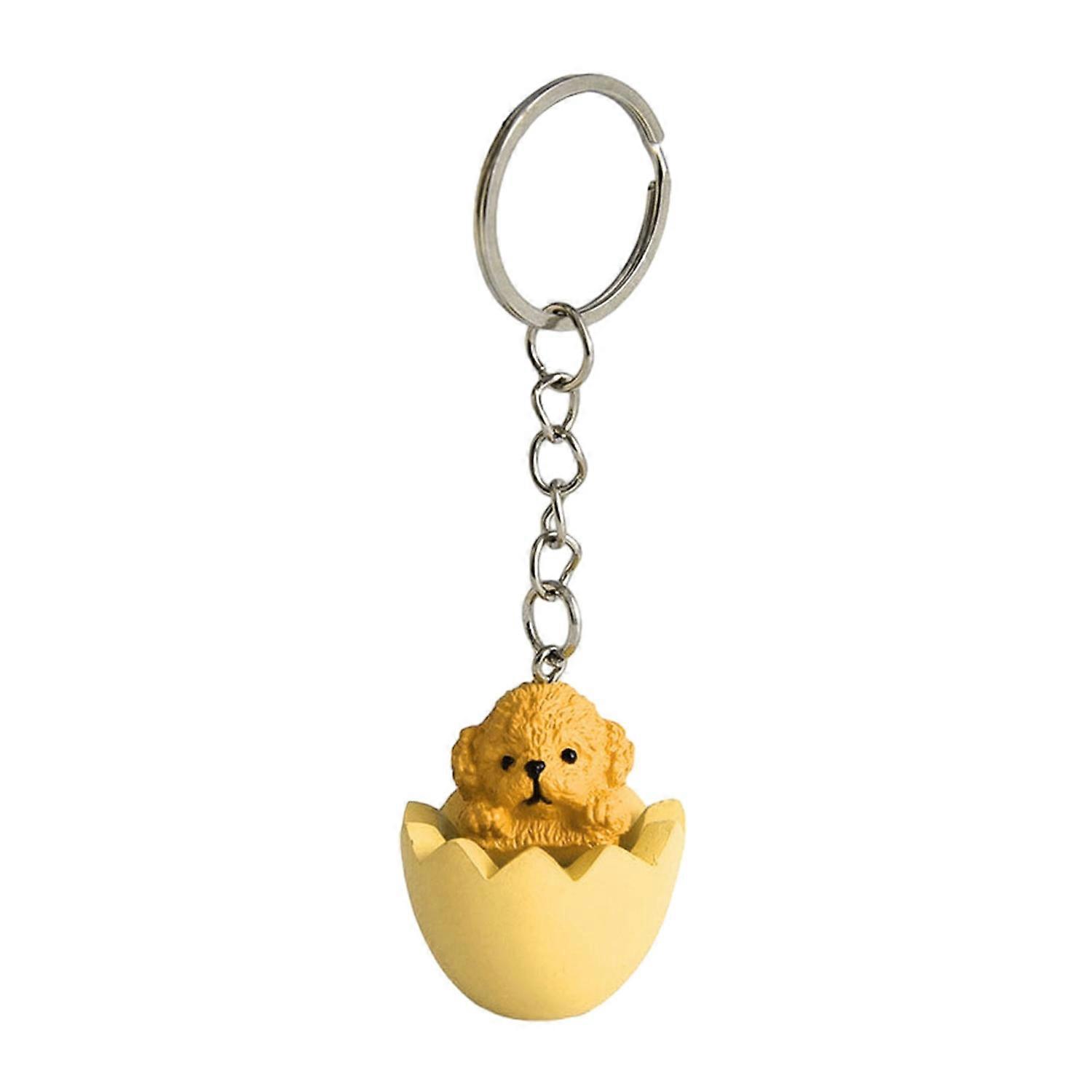 Dog Pendant Cartoon Eggshell Dog Shape Keychain Novelty Bag Charm Pendant with Metal Ring Bag