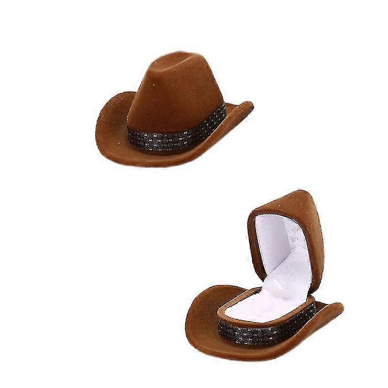 رعاة البقر قبعة شكل المخملية عرض هدية مربع مجوهرات القضية لقلادة الأقراط خاتم Shytmv