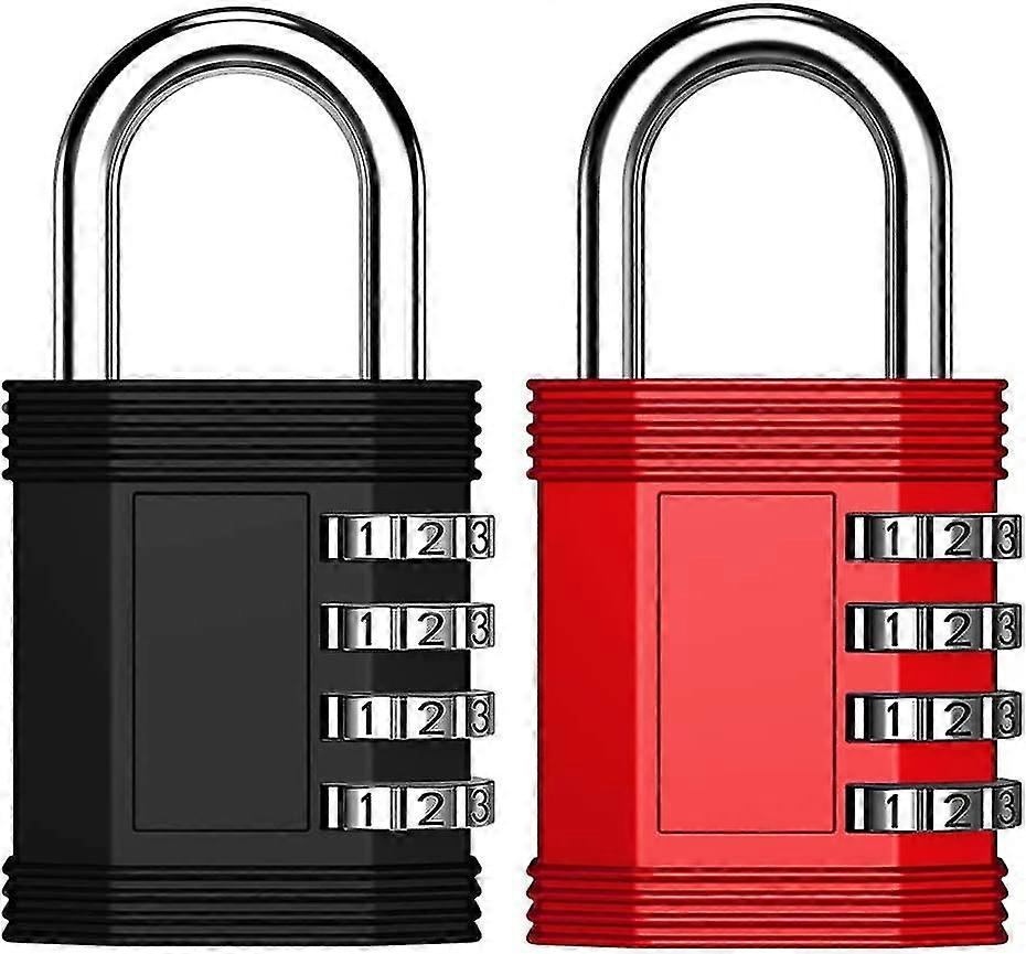 Lock For Locker, 4 Digit Combination Padlock For Gym, Employee, School, Fence, Hasp Cabinet 2 Packblack&red