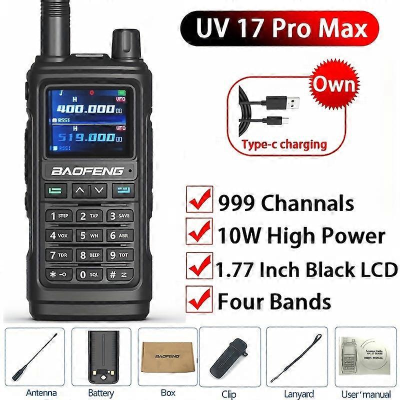 1pc UV 17 Pro Max Walkie Talkie - 999 Channels, 4 Bands, 5/10W Output - Ideal for Outdoor Adventures