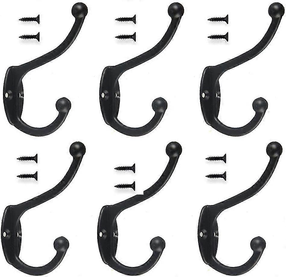 antique hooks, 6 pieces retro coat hooks, vintage hooks, towel hooks clothes hooks hat hooks for bathroom kitchen coat hooks (black)