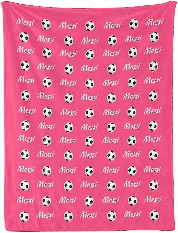 Cobertor de Futebol Personalizado com Nome, Cobertor de Lançamento Personalizado para Crianças Meninas, Microfibra de Cobertor Macio e Fuzzy, Rosa, ids10804