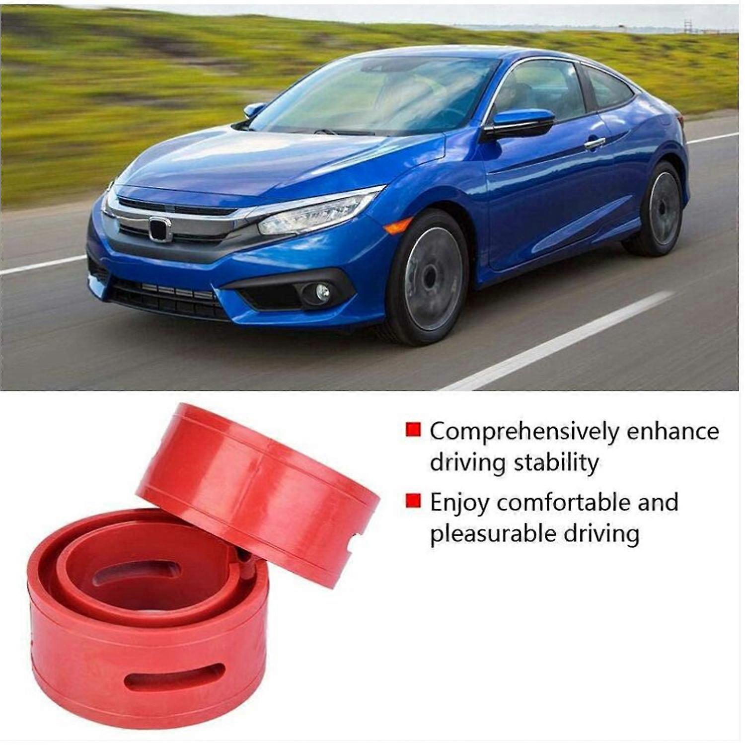 2Pc Universal Car Bumper Cushion Red Car Shock Absorber Bumper Type Spring(F)