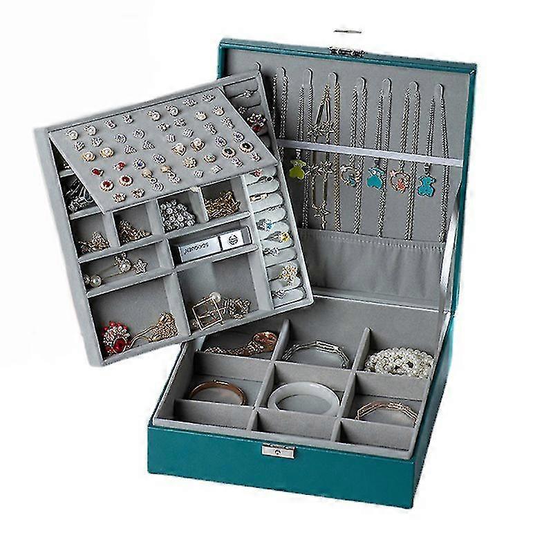 Double-layer Lockable Pu Leather Large Jewelry Storage Box