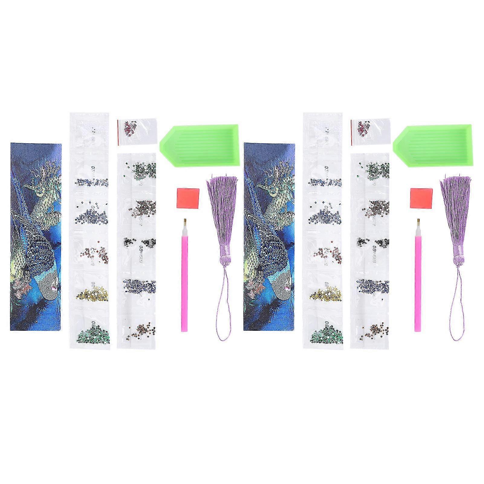 Diamond Painting Bookmarks - 5D DIY Crystal Craft Kit with Fancy Round Parrot Design - Set of 2