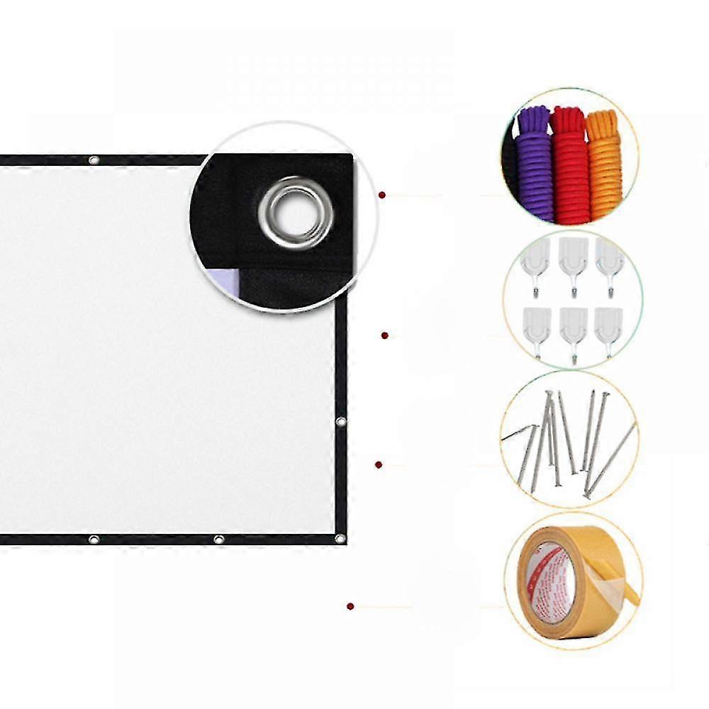 Projector Screen, 120 Inch Hd Projection Screen, 16:9, Crease-Free Foldable Portable Cinema Screen, Suitable For Home Theater, Supports Front And Rear