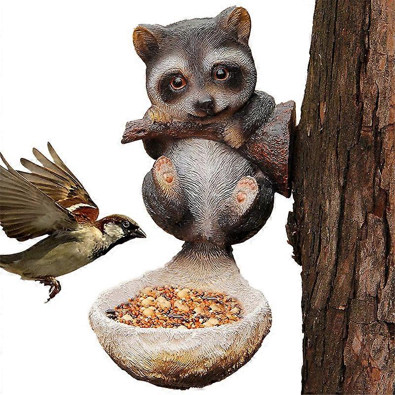 Bird Feeder Garden Decor Outdoor, Squirrel Tree Hugger Garden Sculptures Statues