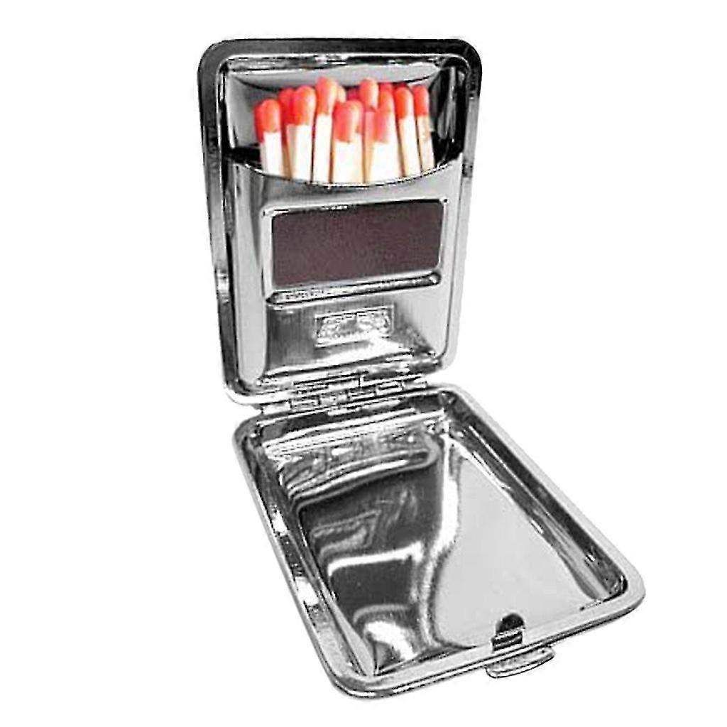Stainless Steel Matchboxes With Friction Plate To Open And Close With Button