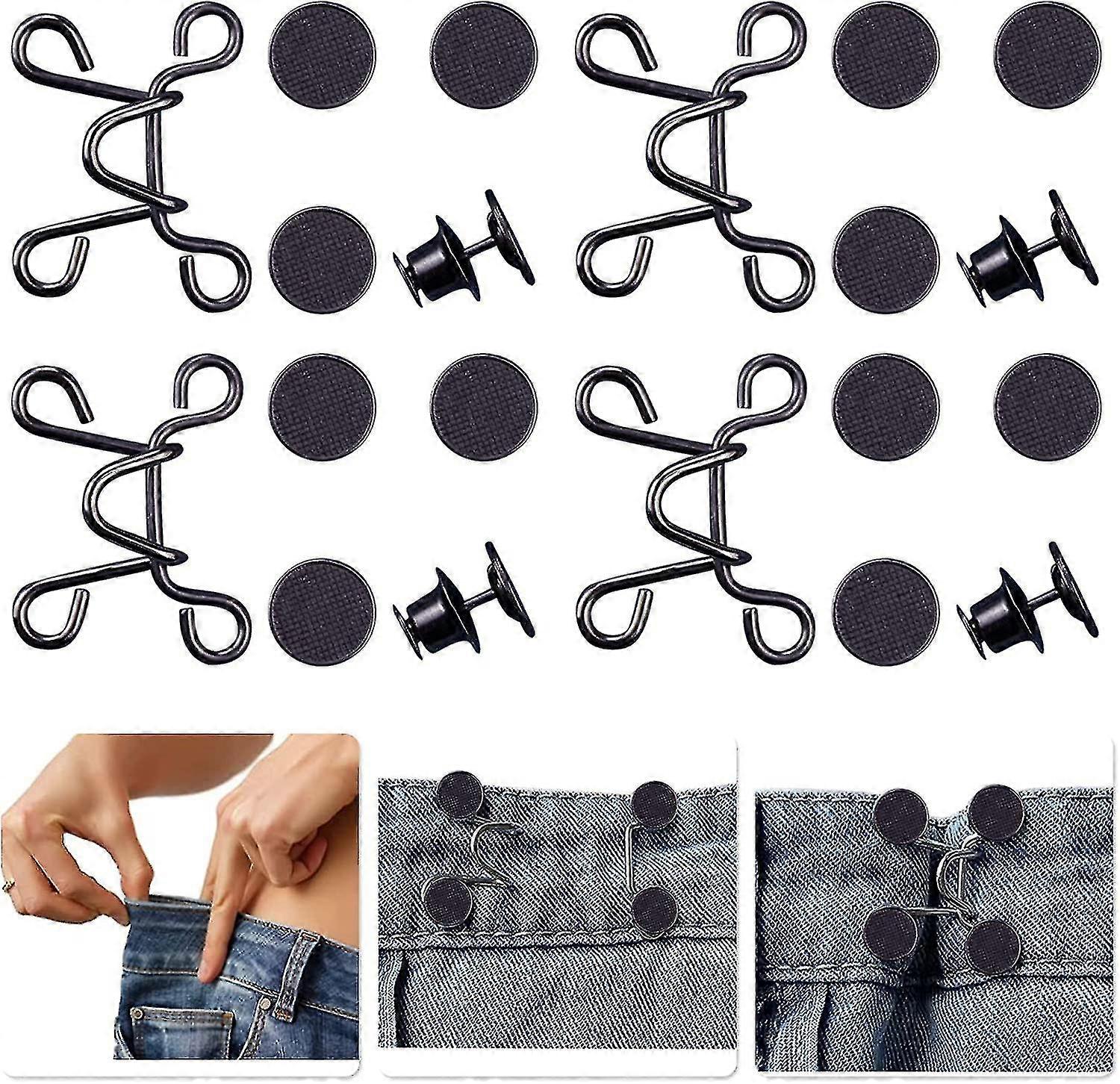4 Set Pant Waist Tightener, Adjustable Waist Buckle Set  Extra Button For Jeans To Make Tighter  Button Adjuster For Pants  Jeans  Skirts  Sleeves