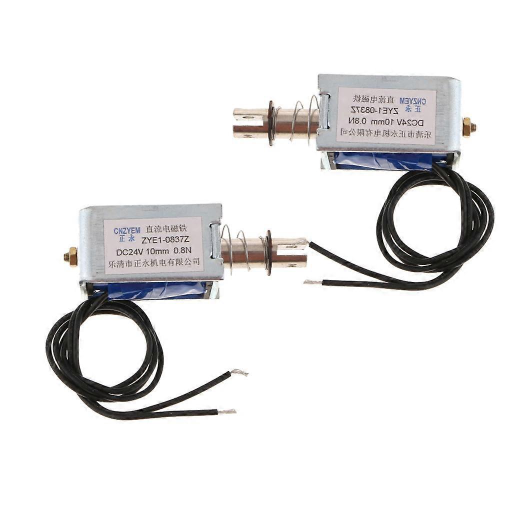 2Pcs Push Pull Type Open Frame DC Solenoid Electromagnet 24V 10mm 0.8N