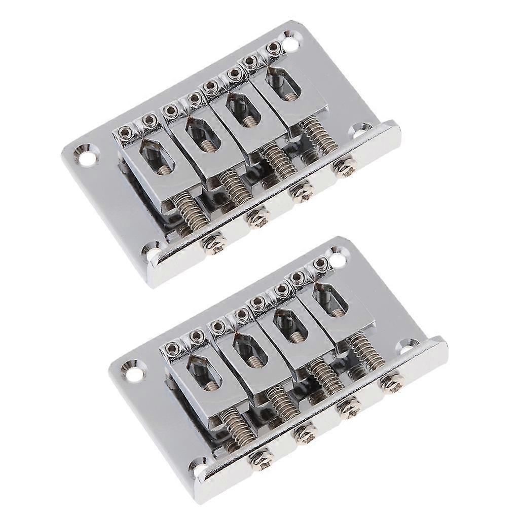 2pcs 60mm 4 String Electric Guitar Fixed Bridge Tailpiece with Screws Wrench