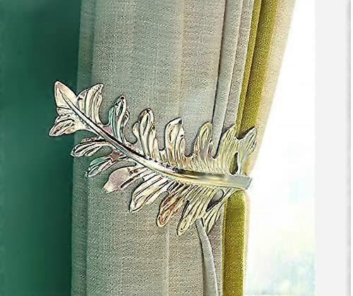 1 Pair Curtain Holdback, Large Vintage Leaf Design Curtain Tieback, Retro Decorative Curtain Holdback (Silver)