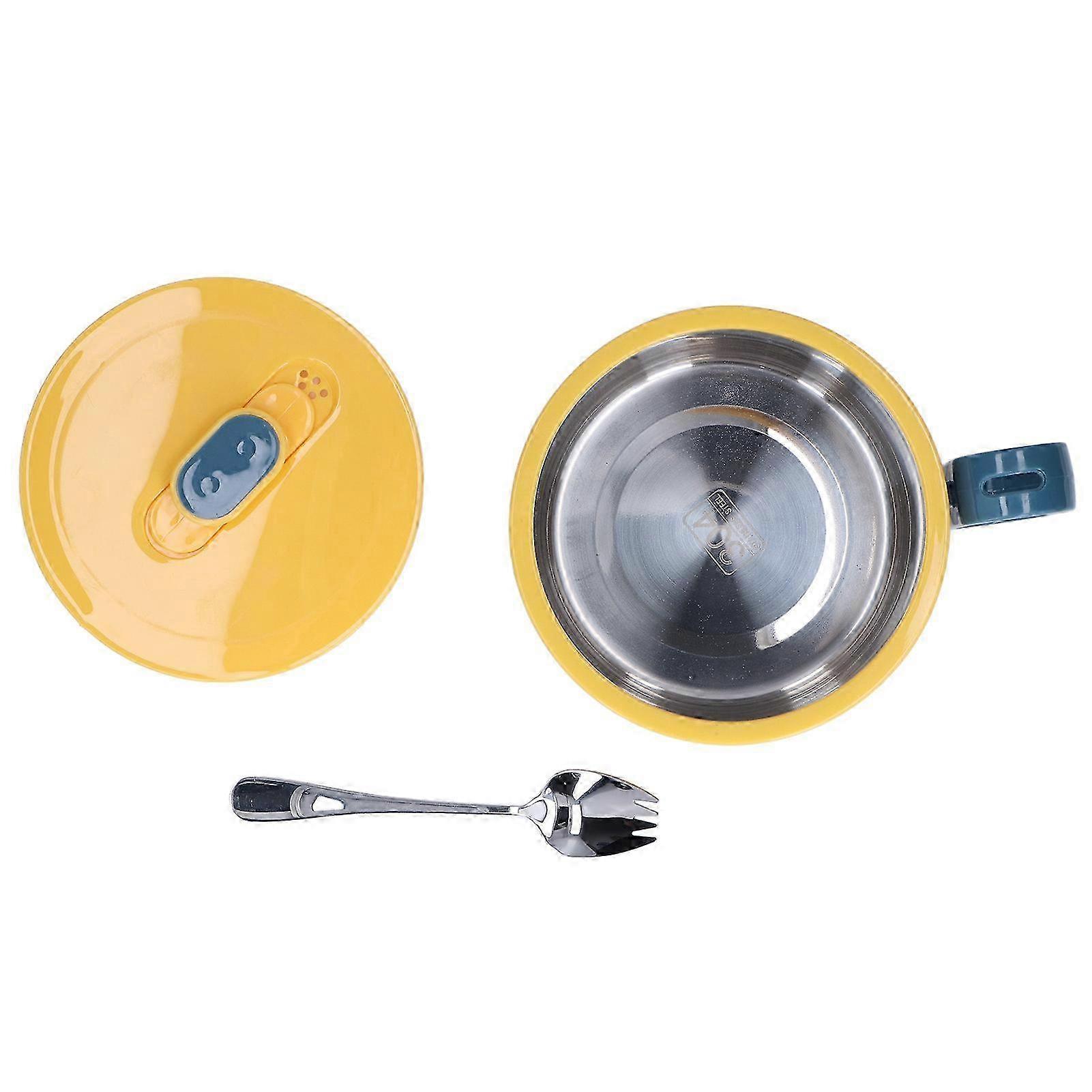 Stainless Steel Insulated Ramen Bowl with Lid Ideal for Students and Office Workers Includes Spoon and Fast Food Design