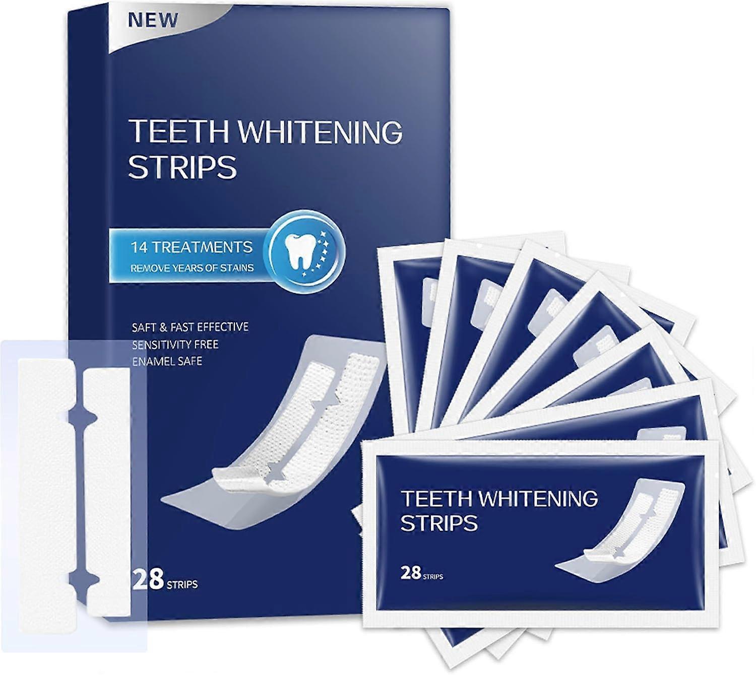 Teeth Whitening Strips for Sensitive, 28 Strips Whitener Safe Whitestrip, Deep Stains Removal Tooth Whitening, Enamel Safe Non-Slip