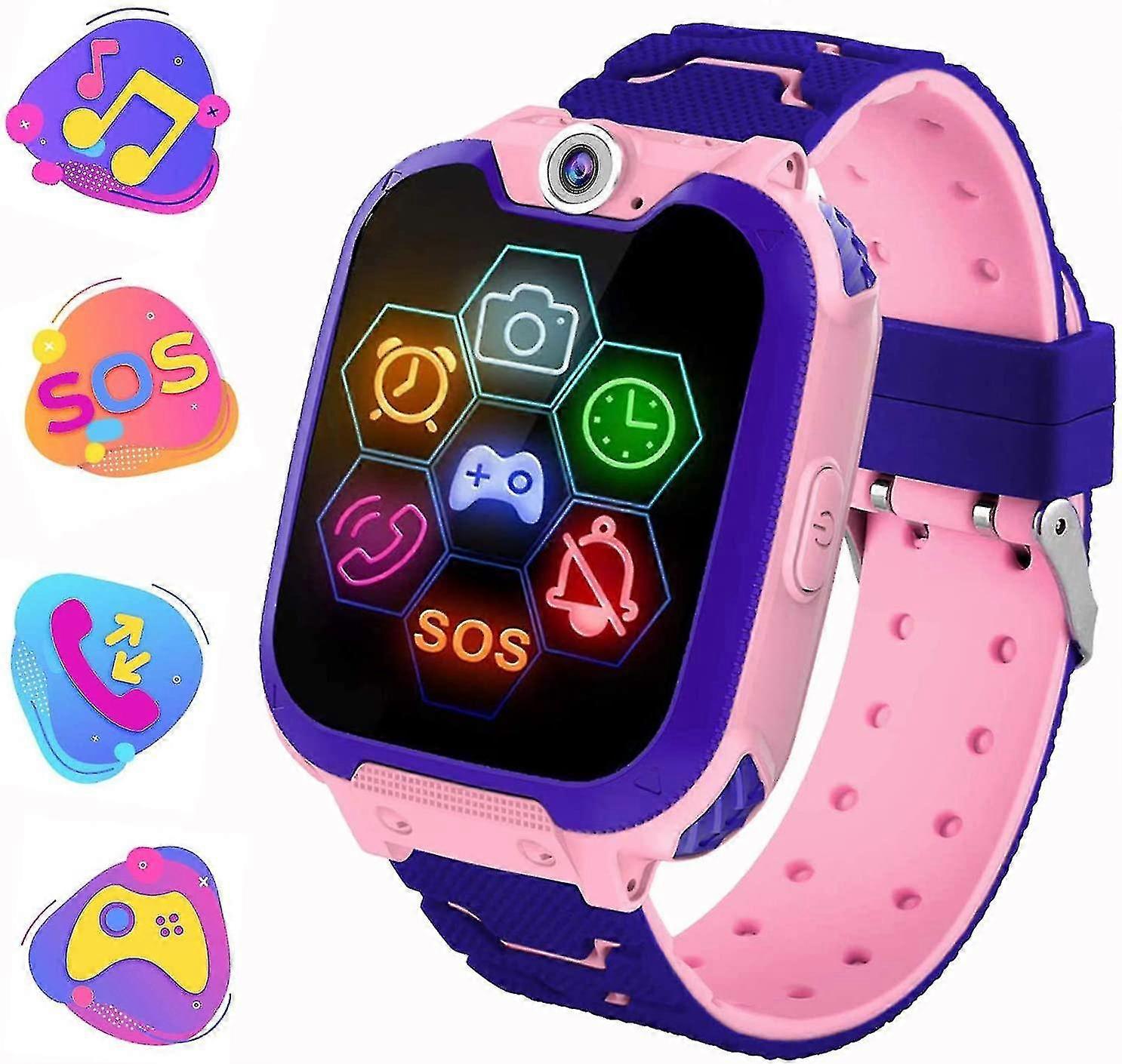 Children's Game Camera Smart Watch Music Player With Sos (pink)