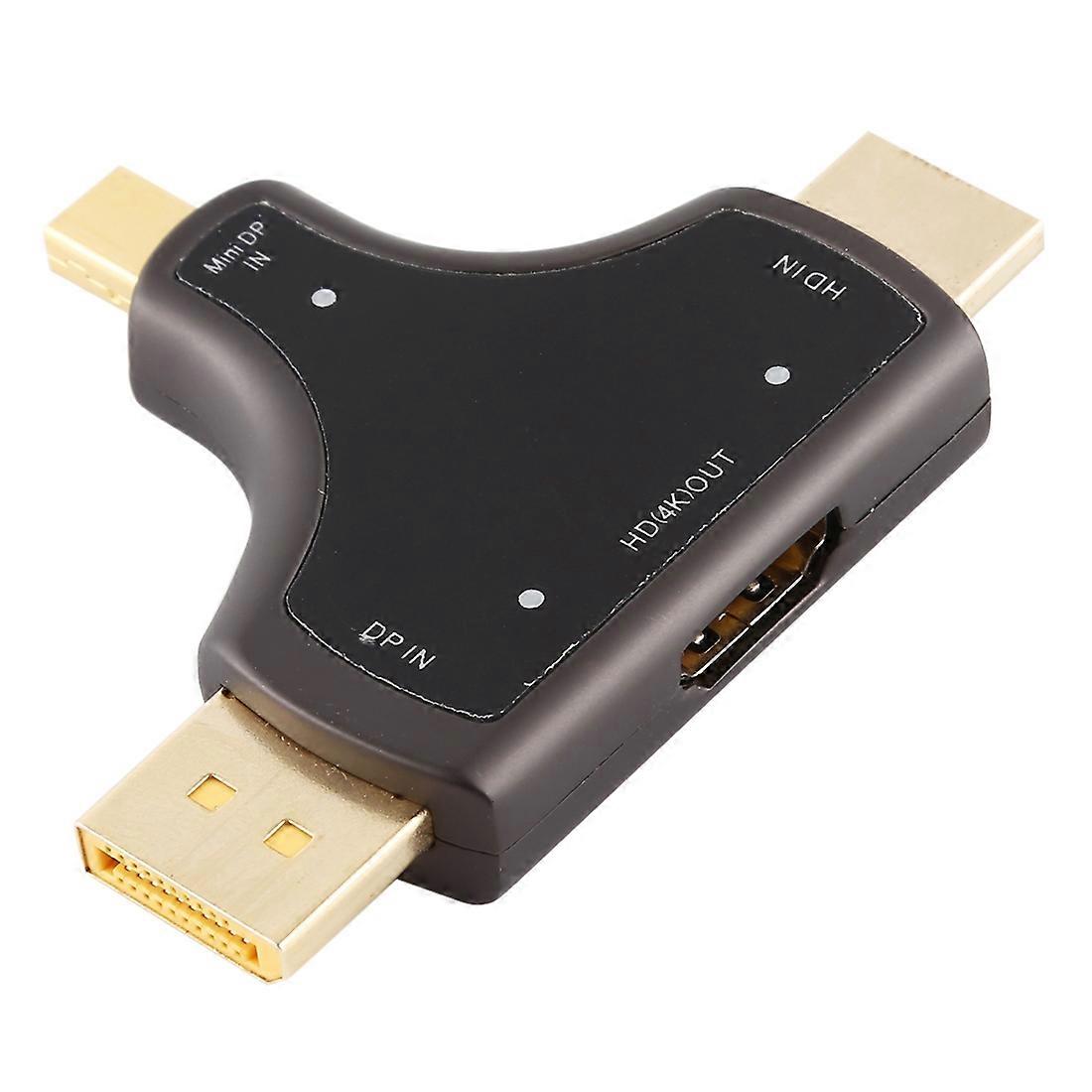 D62A DisplayPort + Mini DP + HDMI M to HDMI F 3 in 1 Adapter
