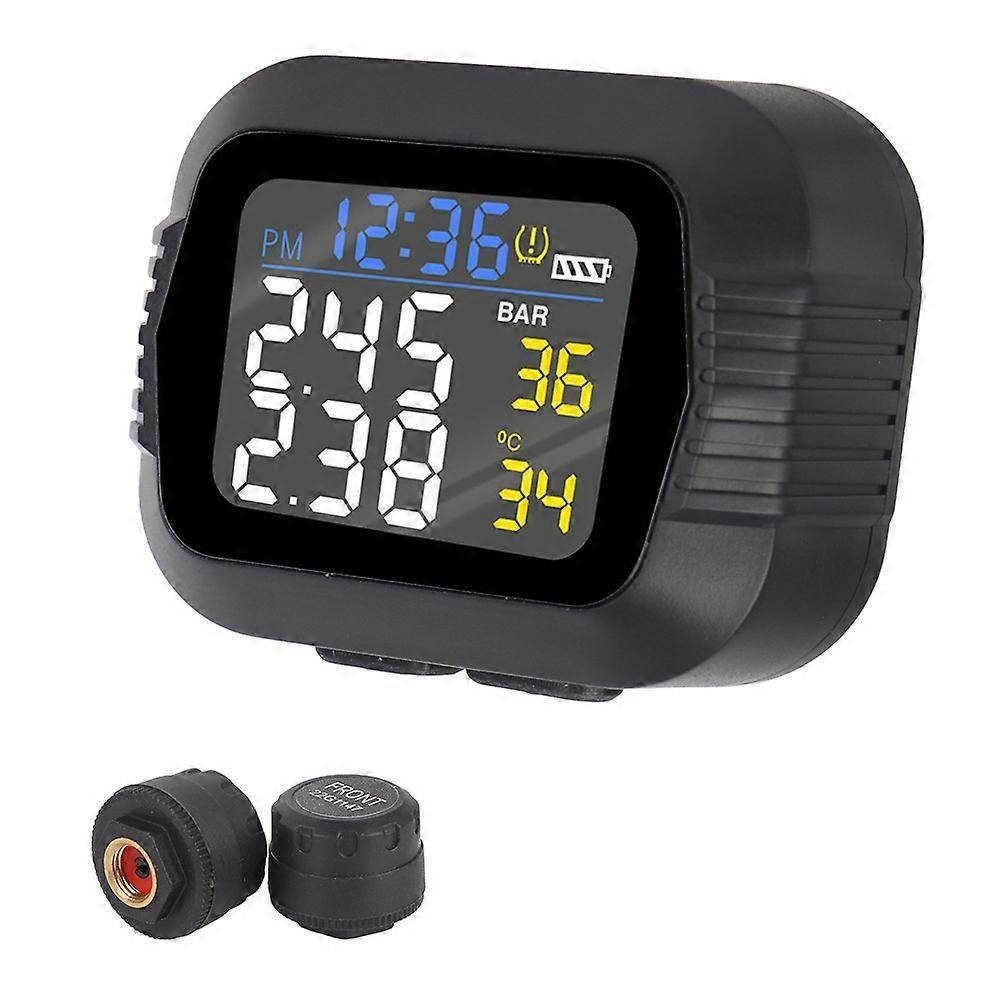 LCD Colorful Display Temperature Alarm With 2 External s Wireless Vehicle Sensors Tire Pressure Monitoring System Motorcycle TPMS
