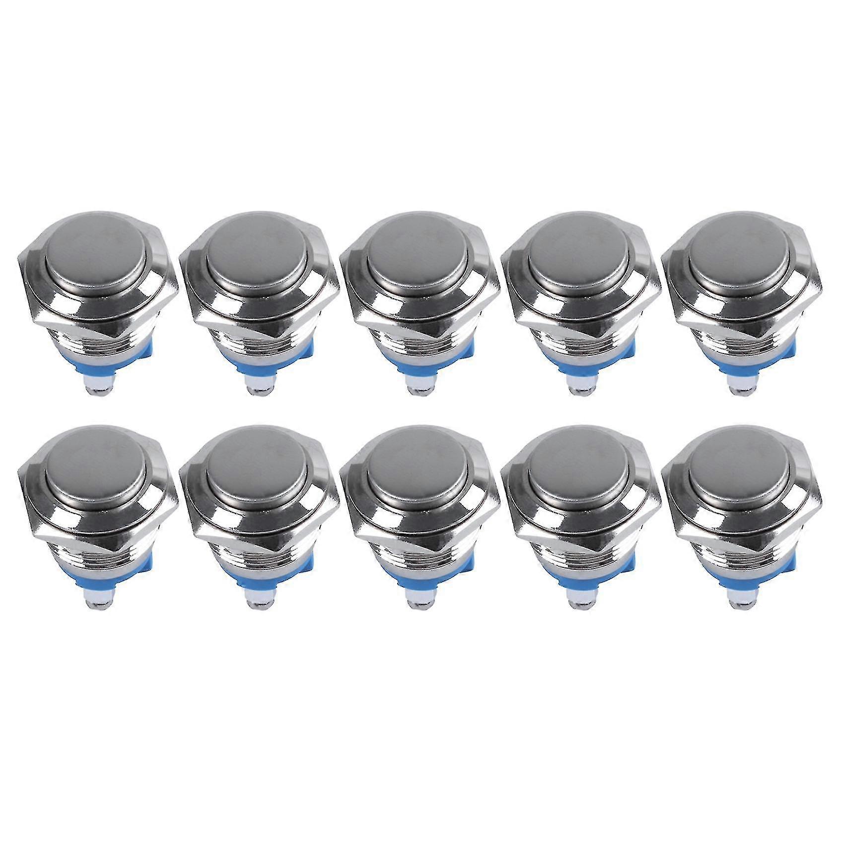 10x High Round High Round Momentary Metal Push Button Switch 16mm Banmo