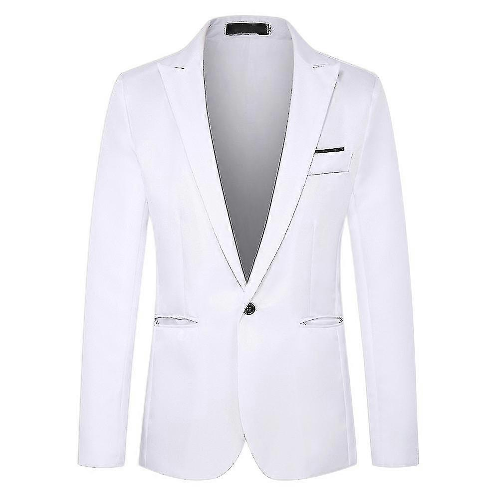 Men One Button Blazer Notched Lapel Formal Party Evening Business Suit Jacket