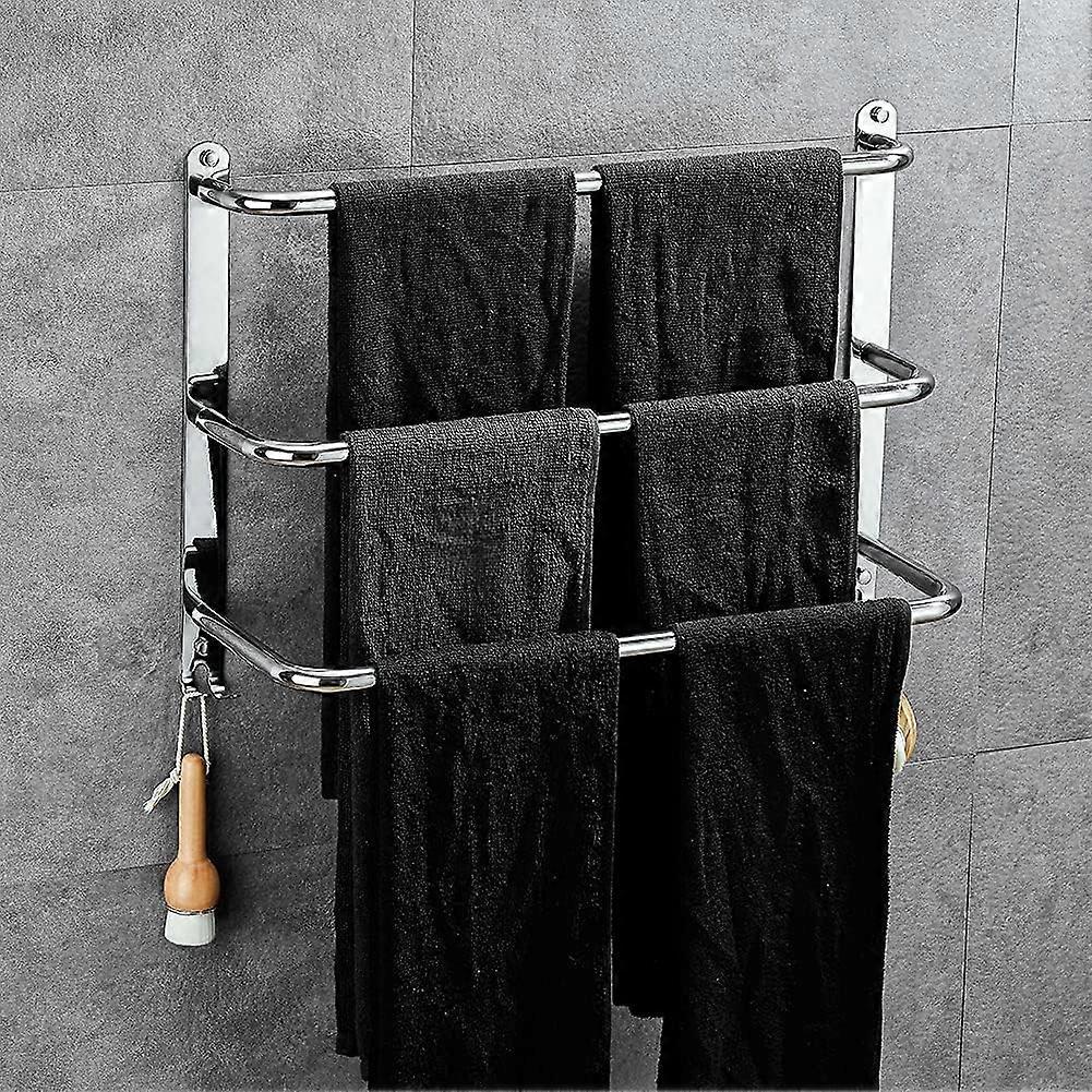 3 Tier No Drilling Stainless Steel Towel Rack Towel Rack for Bathroom Kitchen and Toilet Silver..
