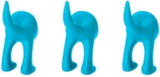 Set of 3 Dog Tail Hooks Hat Coat Key Wall Mounted Hanger (Blue)