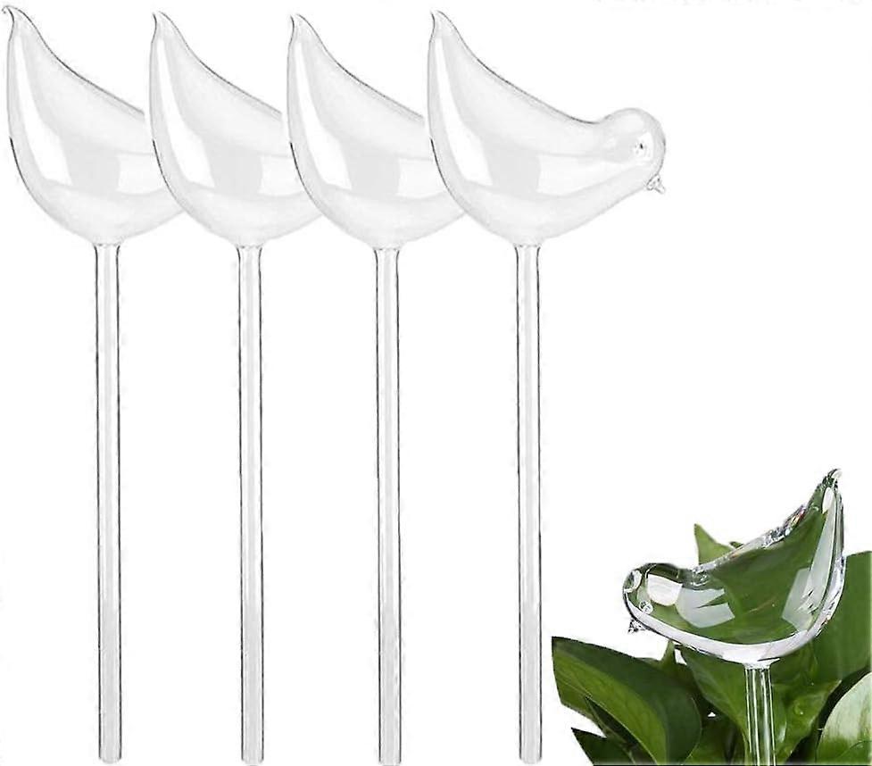 Set of 4 Hand Blown Bird Shaped Self Watering Globes Made of Durable Clear Glass25*11cm