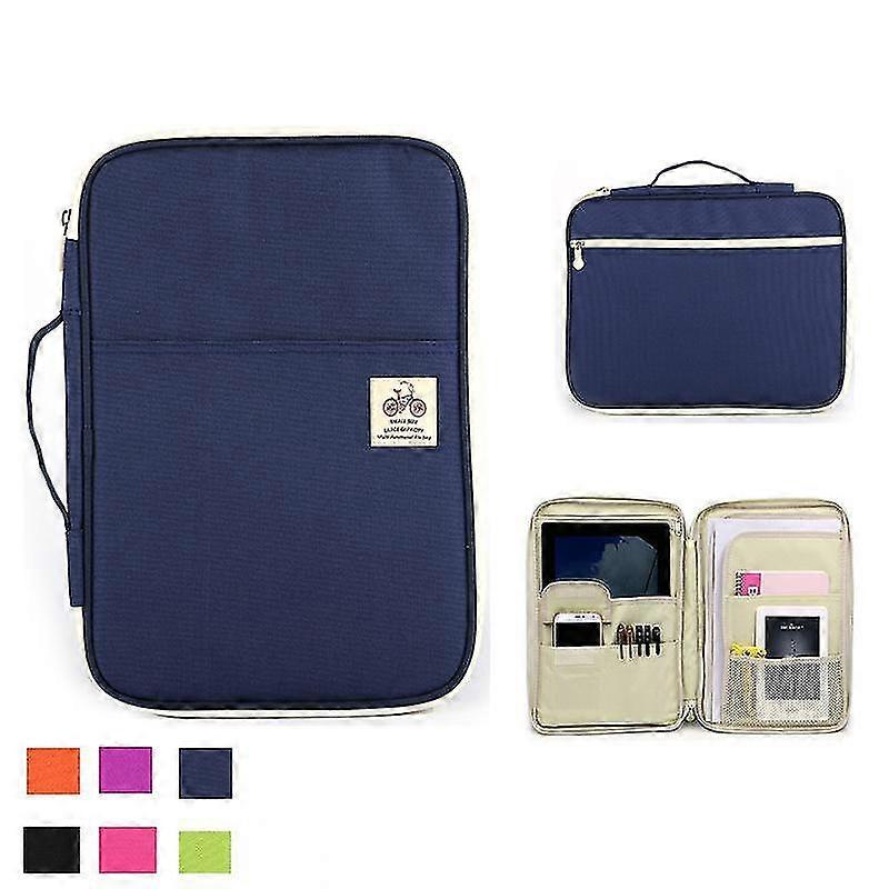Multi-functional Portfolio Travel File Organizer Business Waterproof A4 Document Bag Zippered Case Pouch
