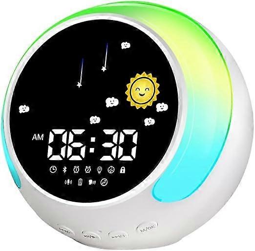 Kids Alarm Clock for Girls Sleep Trainer with Wake Up Light, Bluetooth Music Player&Digital Clock