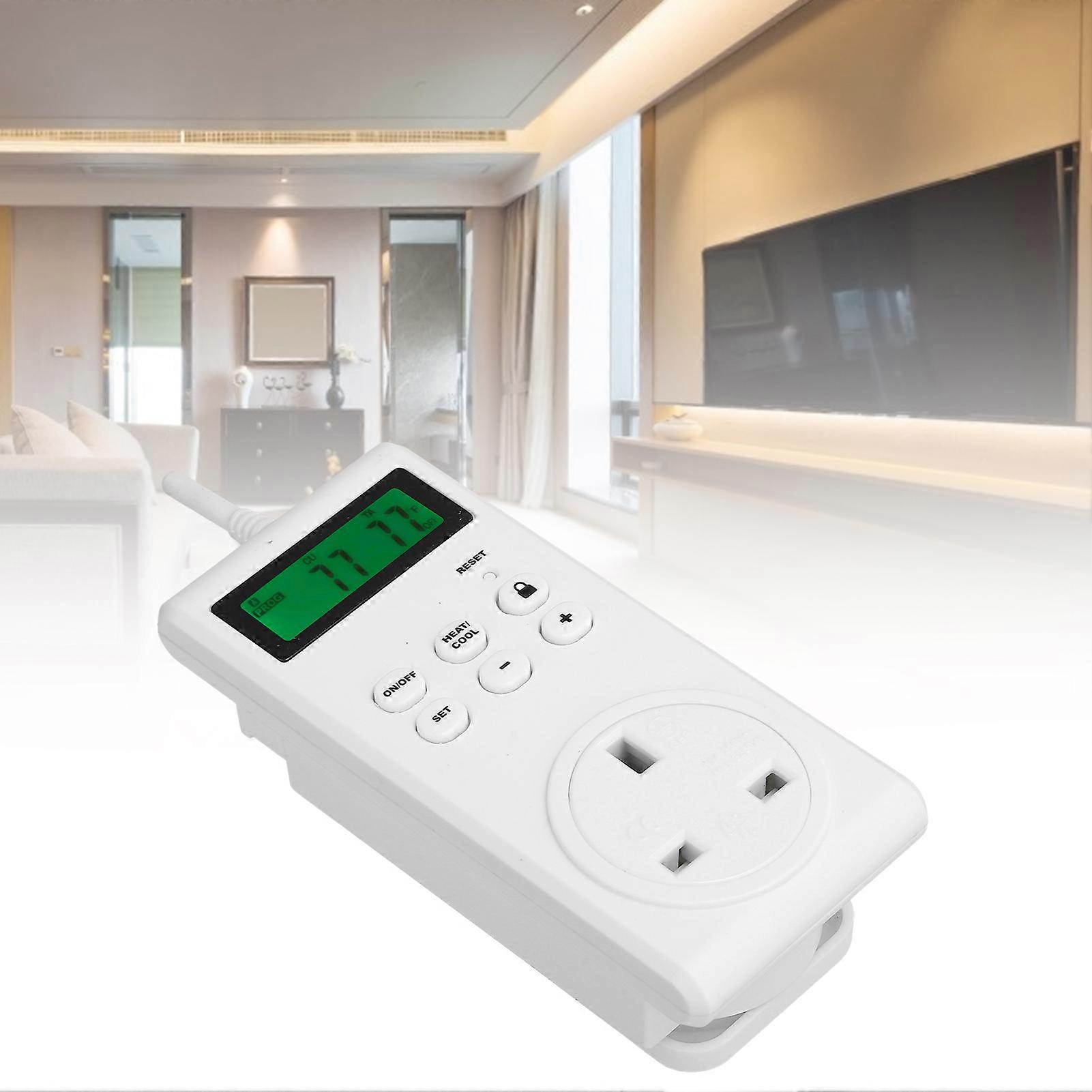 TS-3000 Temperature Controller LCD Thermostat with Wireless Socket for Room Cooling HeatingUK 250V 13A 50Hz 3250W Maximum