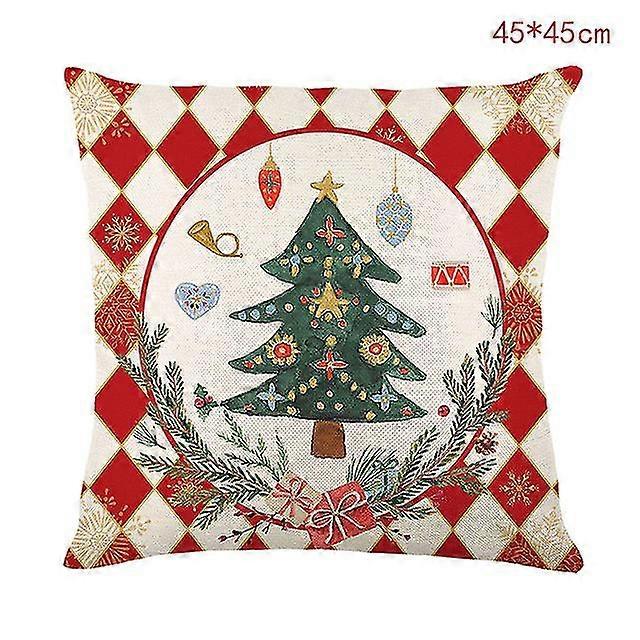45x45cm Vianočná obliečka na vankúš Xmas Tree Elk Snehuliak Obliečka na vankúš Vianočná domáca výzdoba Nový rok 2024 Pohovka Auto Poťah na vankúš