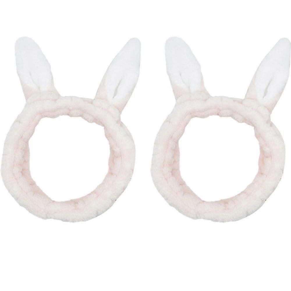 Diadema de maquillaje Orejas de conejo para mujer Moda Diadema de felpa Diadema linda y esponjosa elástica de moda-MXBC