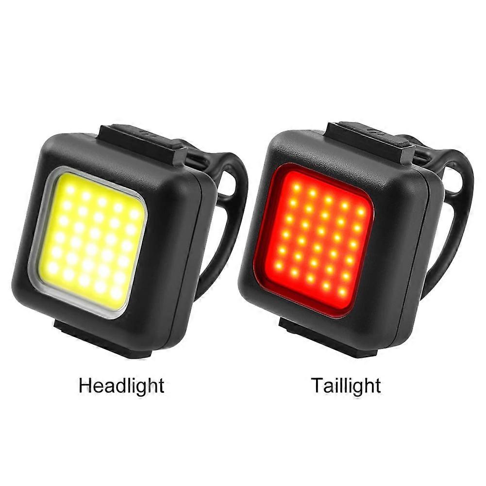 Bicycle Front Rear Light Mini Led Light Set Usb Rechargeable Cycling Headlight Taillight Cob Lamp Bead Waterproof Bike Lamp Hot