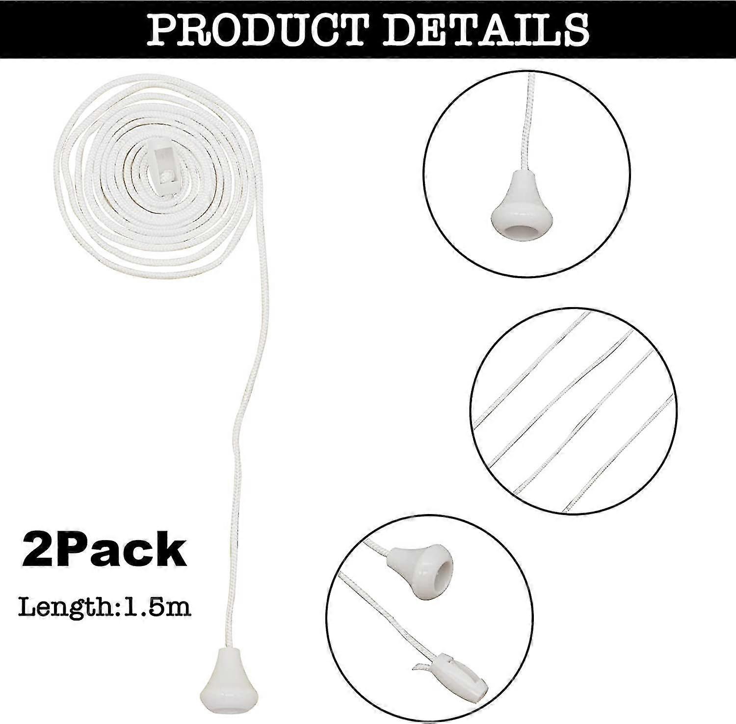 2pcs Pull Cord String With Connector,1.5m Light Pull Cord String With Connector,cord Spare Ceiling Light Switch Nylon Pull Cord Light Pull Cord For Li