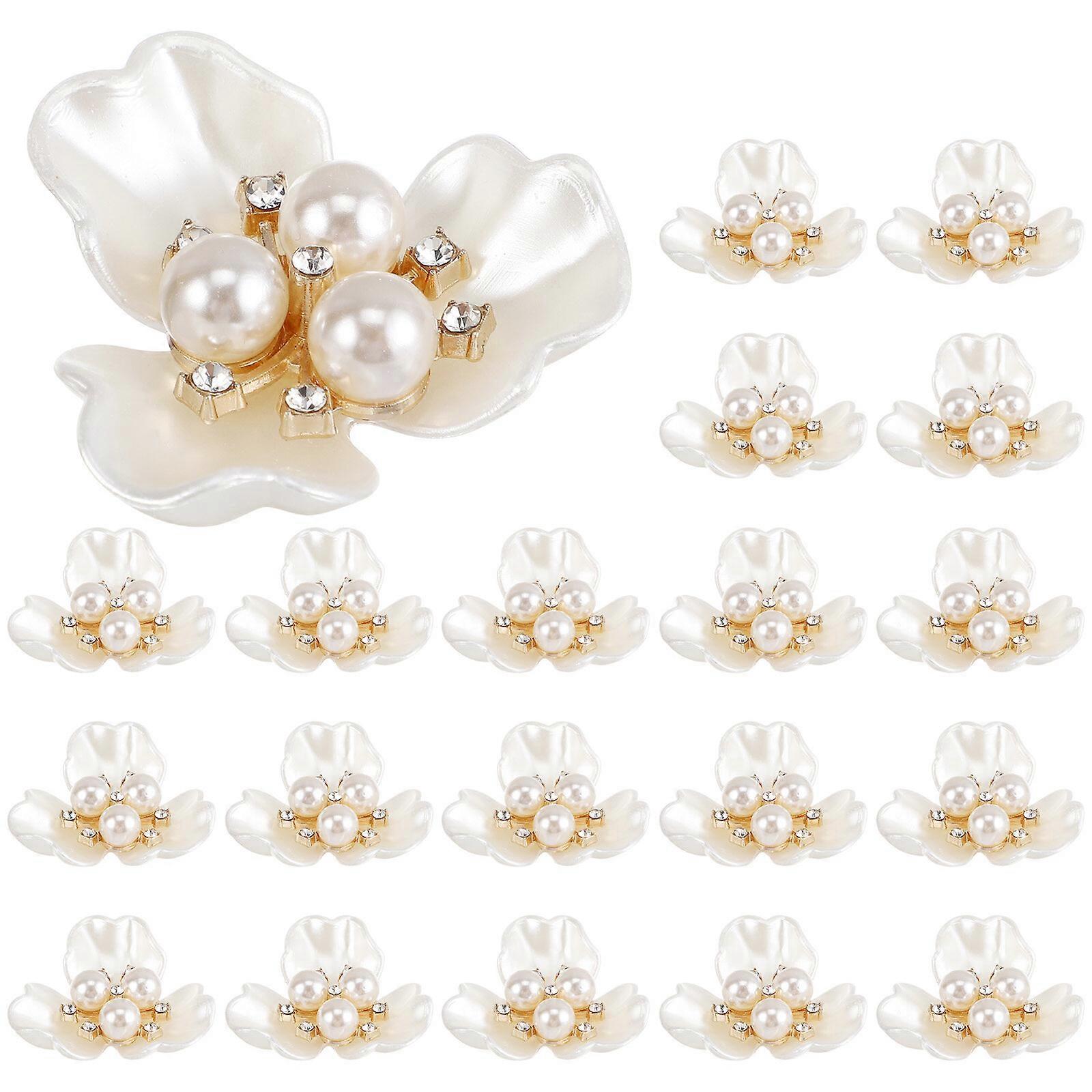 20 Pz High-end Perla Artificiale A forma di Rosa copricapi per Donna Ragazza Signora (Giallo Chiaro)