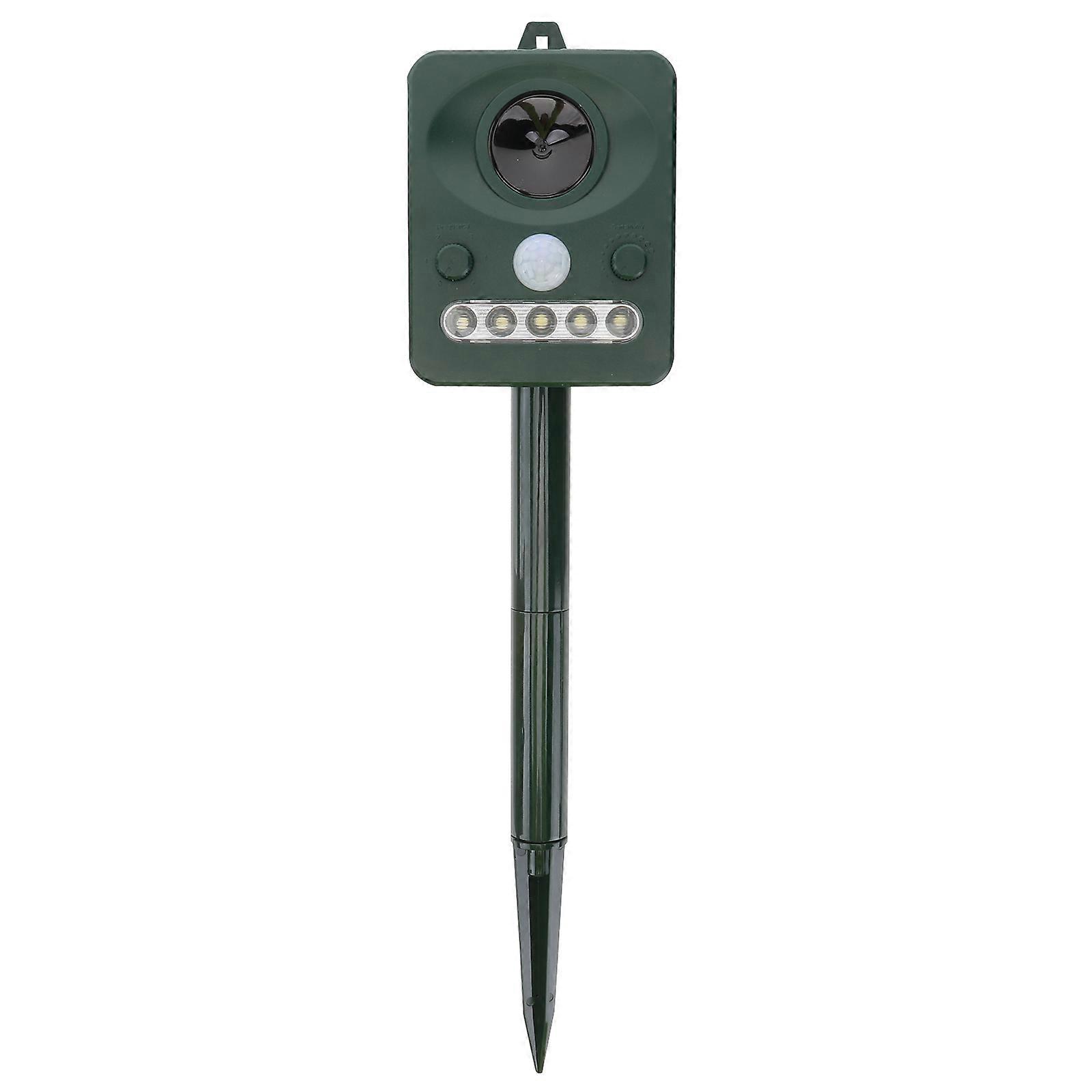 Ultrasonic Animal Repellent Solar Powered Birds Repeller with White Light Waterproof Pest Repeller with PIR Sensor for Repelling Squirrels Birds Racco