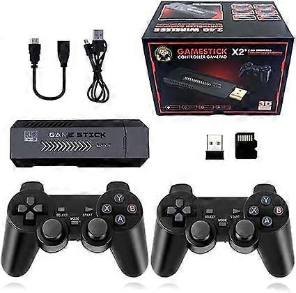 X2 Plus Game Stick Retro Console, Χτισμένο σε 30000+ παιχνίδια 64/128GB, με διπλά ασύρματα χειριστήρια 2.4G, υποστήριξη εξόδου HD HD 4K, σύστημα Emuelec 4.3, δώρο για