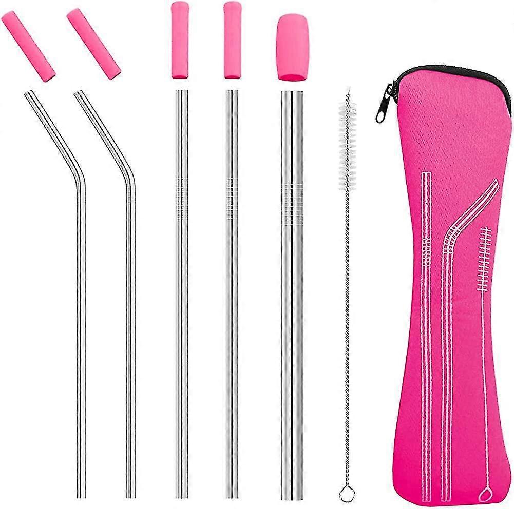 Reusable Metal Drinking Straws Set,acsergery With Silicone Tips Cover & 1