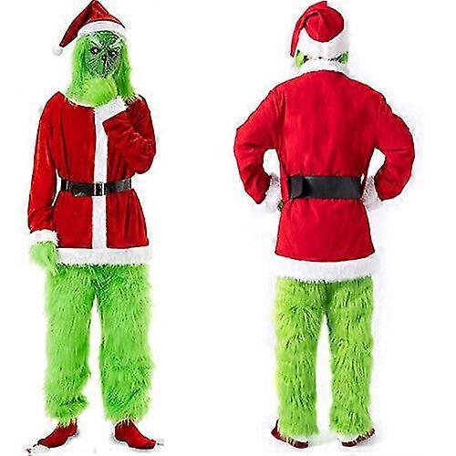 Costume Completo Grinch Da Babbo Natale Per Adulto – Taglia L/2XL – Verde Con Bianco
