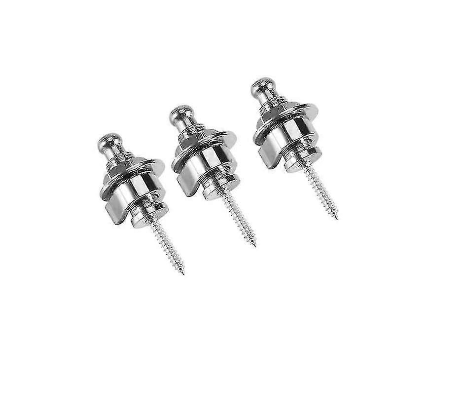 Guitar Strap Locks Buttons Security Strap Locks Metal Guitar Strap Buttons Quick Release Security Straplocks(3pcs, Silver)