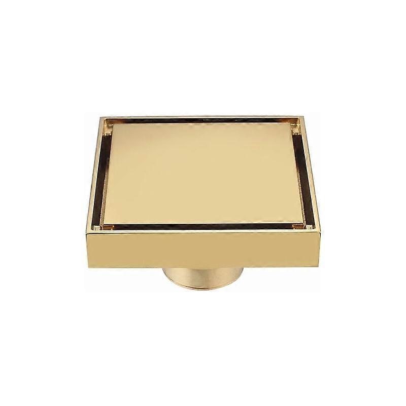 Fyrkantig golvbrunn - Borstad guld