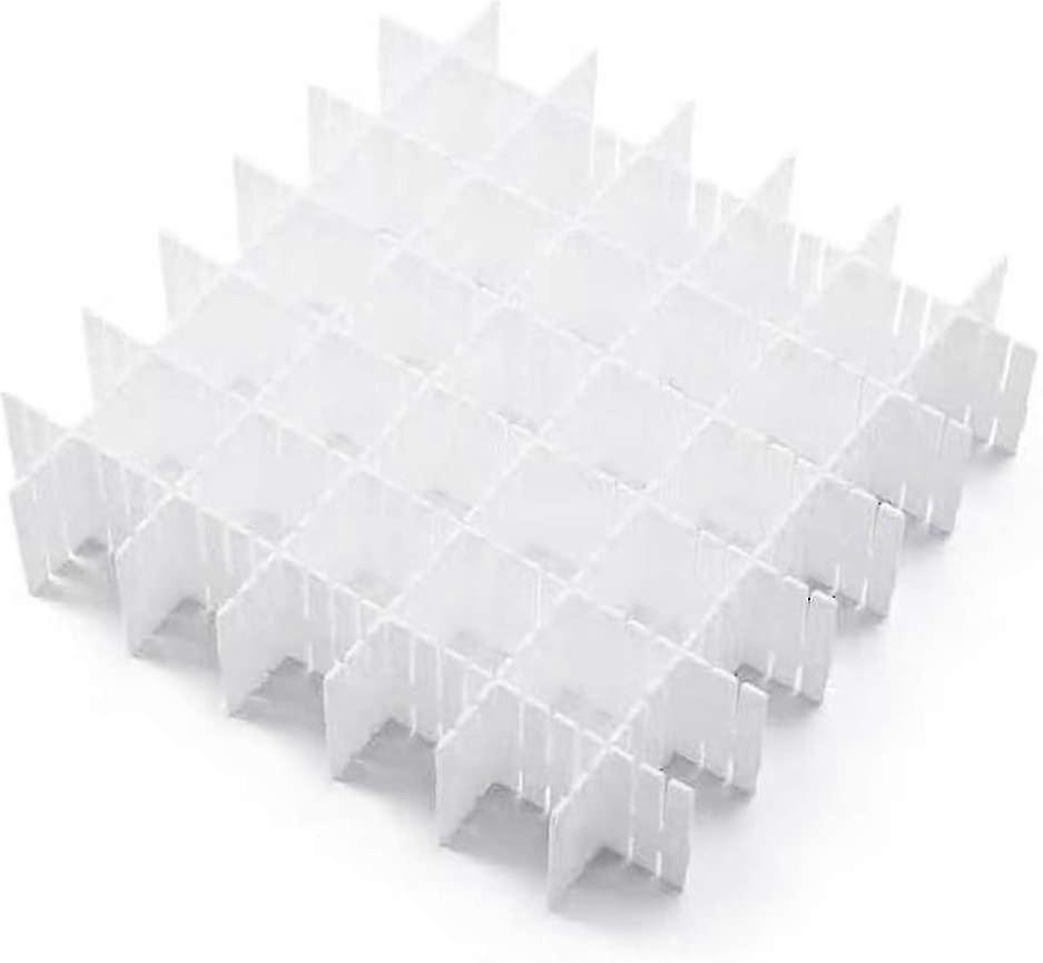 Adjustable Diy Drawer Organizer With Plastic Storage System Set Of 12 (32.4x7cm) White
