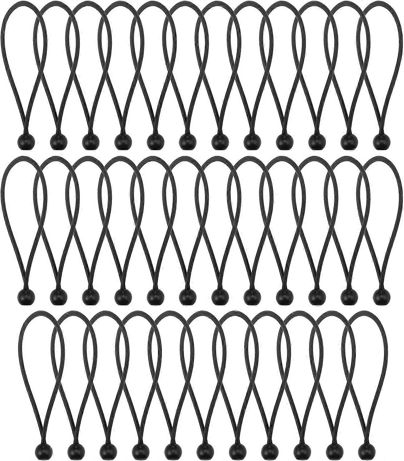 35 PCS Black Bungee Cords with Balls, 8 Inch Durable Portable Bungee Balls, Polypropylene and Latex Braid Tarpaulin Bungee Cords for Tarpaulins